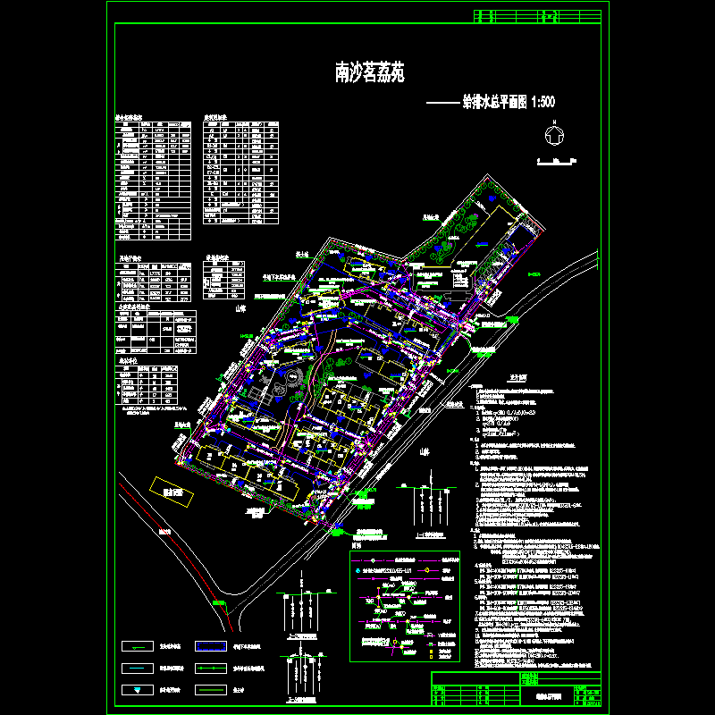 一份小区给排水总平面CAD施工图纸(dwg)