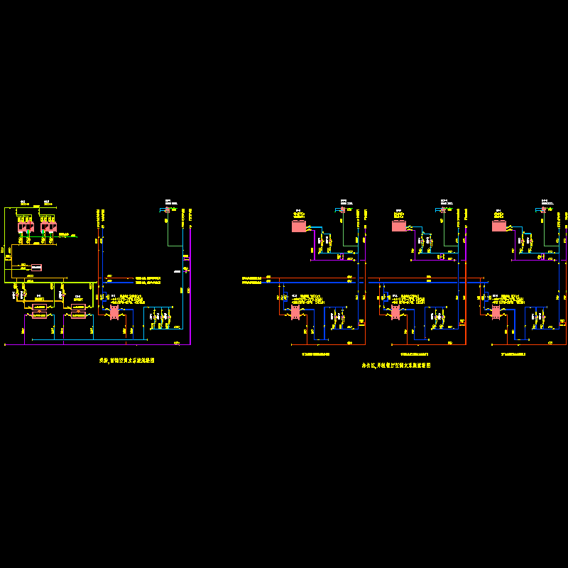 超市空调水系统流程CAD图纸(dwg)