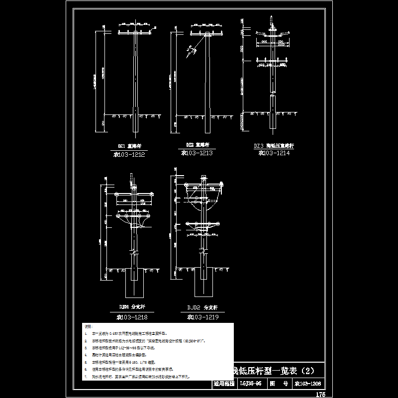 1农103-1208 四线低压杆型一览图(二).dwg