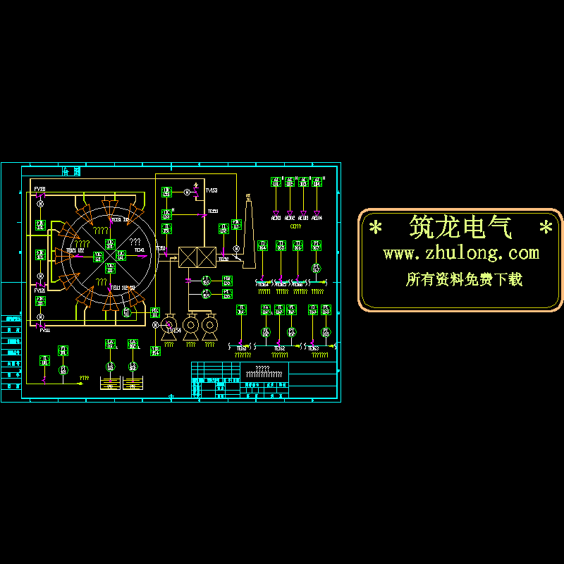 环形炉的仪表控制平面CAD图纸(原理图)(dwg)