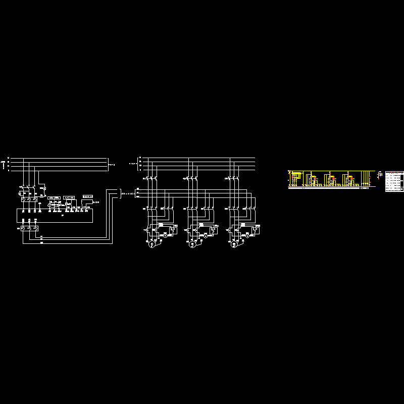 变频启动一拖三电路图.dwg