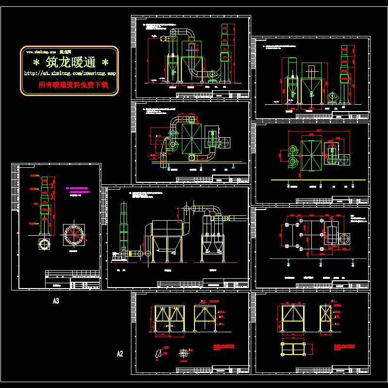 抛丸机配套除尘工程CAD图纸(dwg)