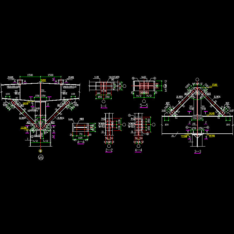 托梁节点构造CAD详图纸(4)(dwg)