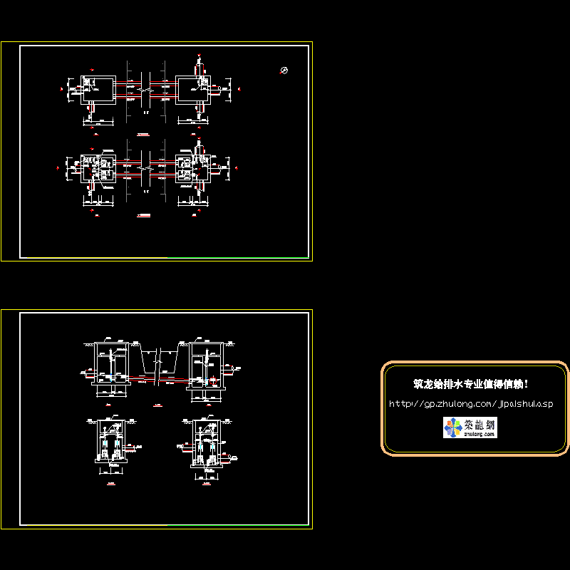 2根d500倒虹管工艺CAD施工图纸(雨水排水系统)(dwg)