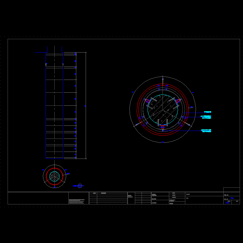 幕墙石材包圆柱节点构造CAD详图纸(dwg)