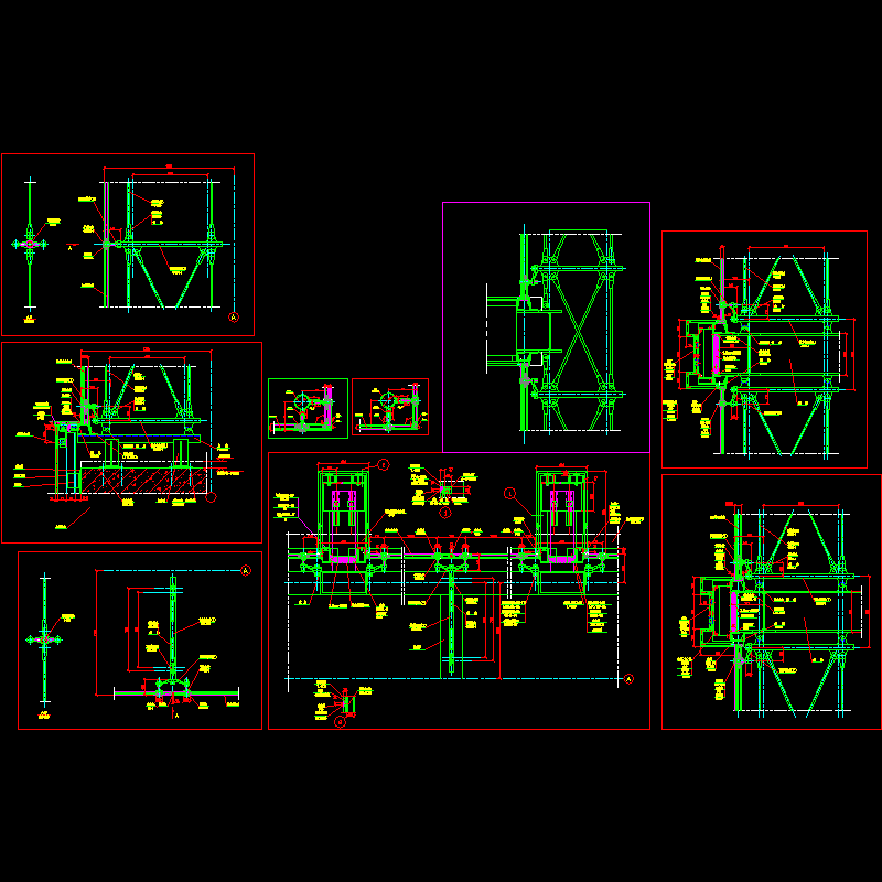 拉杆式点式幕墙节点CAD详图纸(dwg)