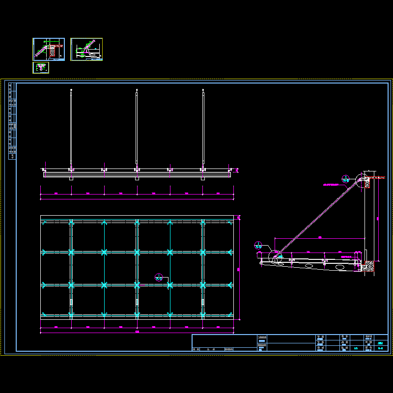 点拨式雨蓬结构节点构造CAD详图纸(dwg)