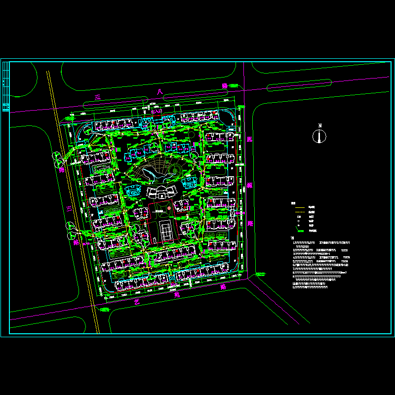 大型小区排水总CAD施工图纸(dwg)