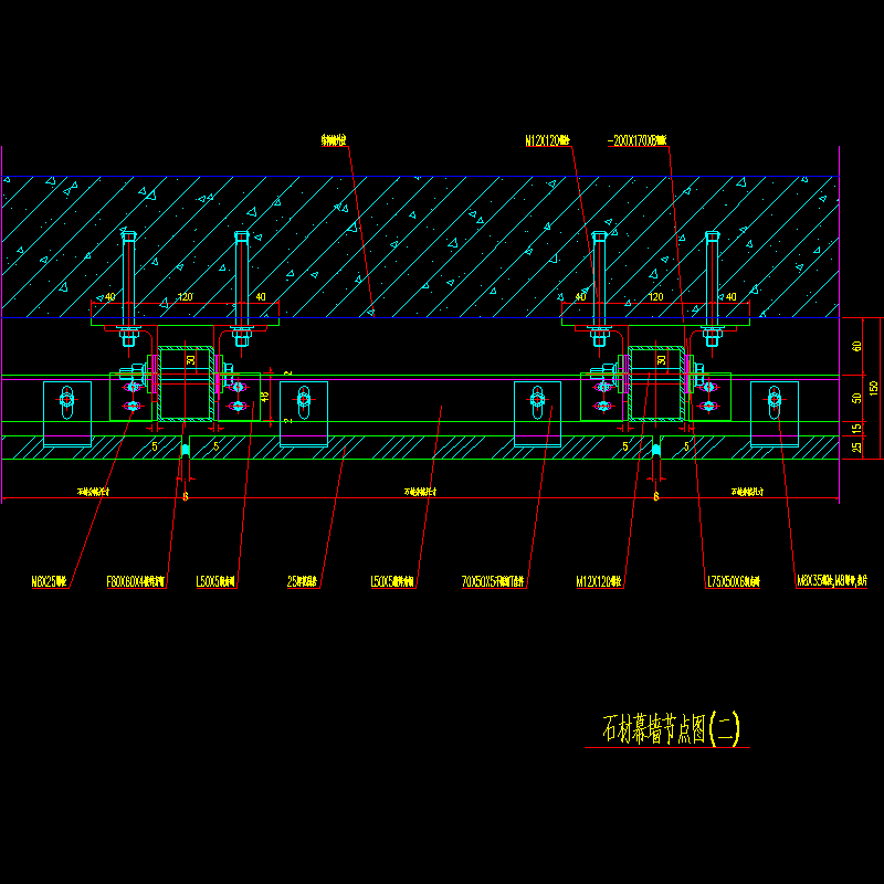 石材幕墙节点构造CAD详图纸（二）(dwg)