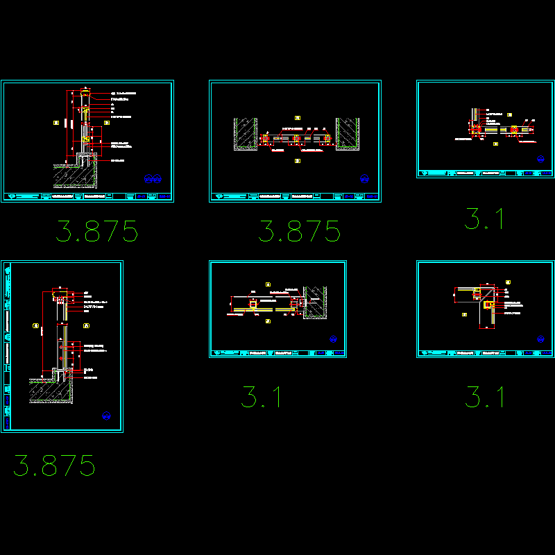 铝合金玻璃栏杆节点图.dwg