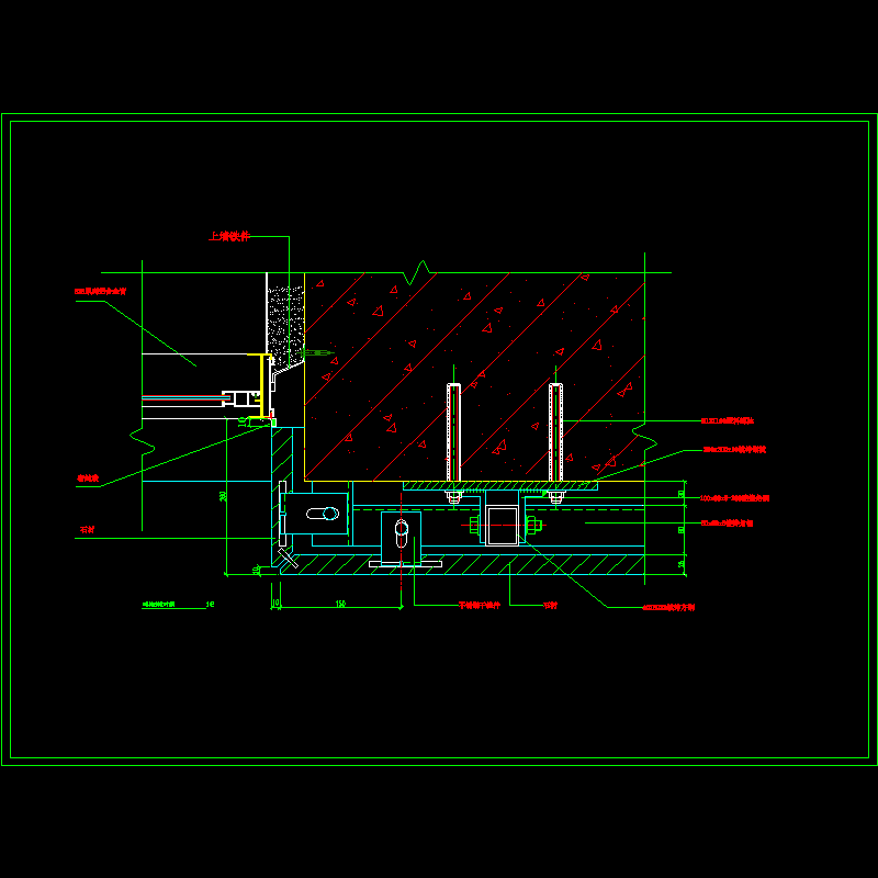 石材与窗左右收口节点构造CAD详图纸(dwg)