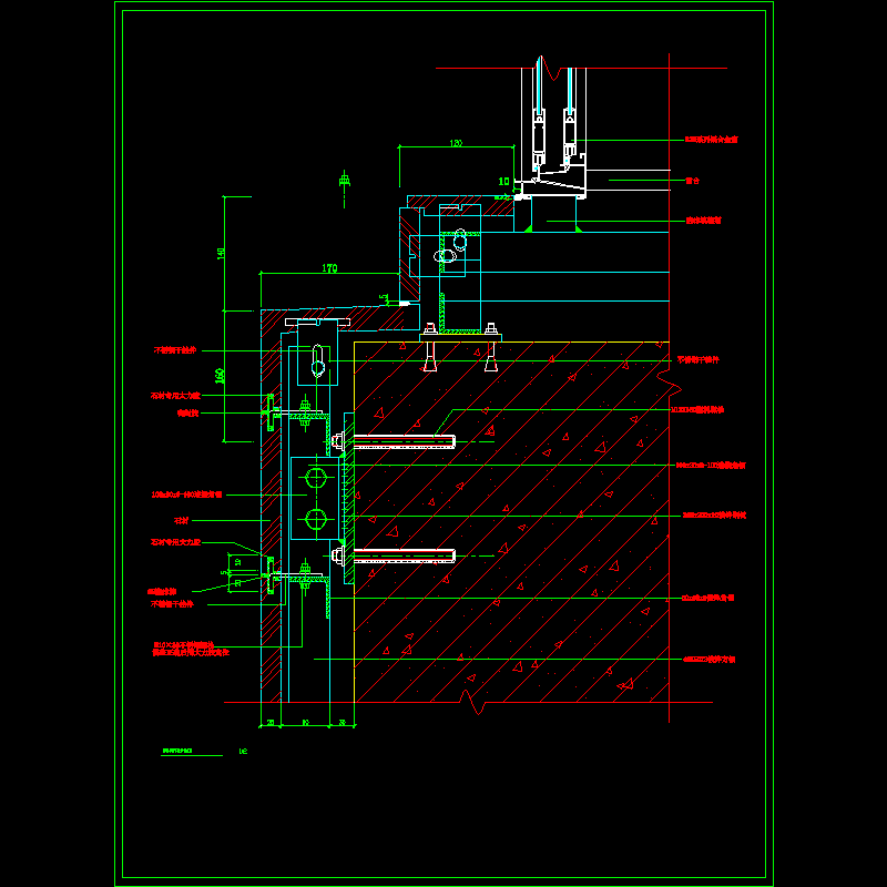 石材与窗下收口节点构造CAD详图纸(dwg)