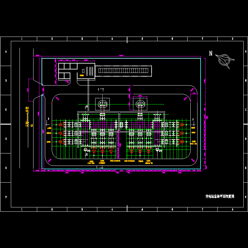 变电站电气平面布置CAD图纸(dwg)