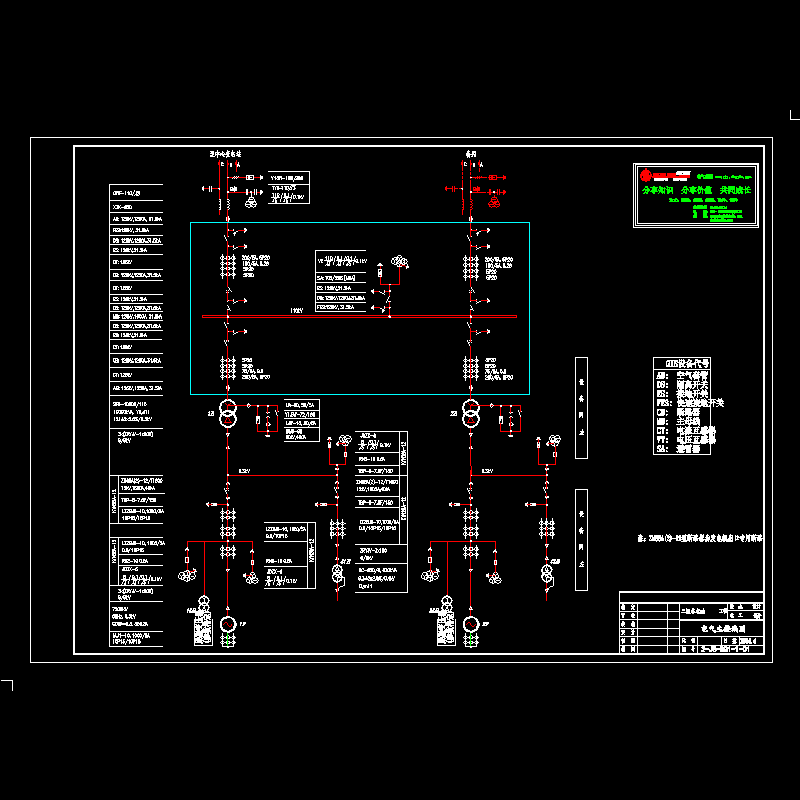 一份工业园配电房到厂房及宿舍用电末端的系统CAD图纸(dwg)
