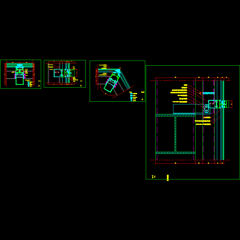 钢铝结合幕墙节点构造CAD详图纸(dwg)
