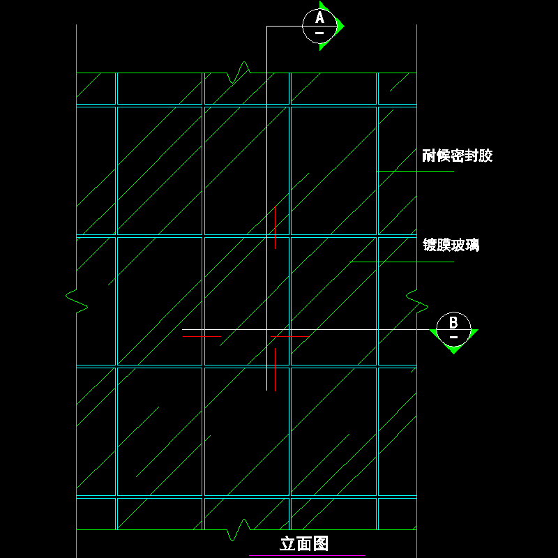 吊挂式玻璃幕墙节点构造CAD详图纸（九）（立面图纸）(dwg)