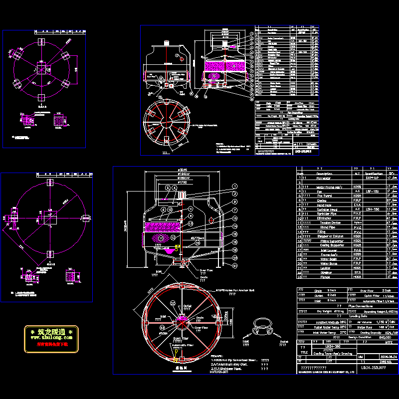 水塔基础及安装大样CAD图纸(dwg)