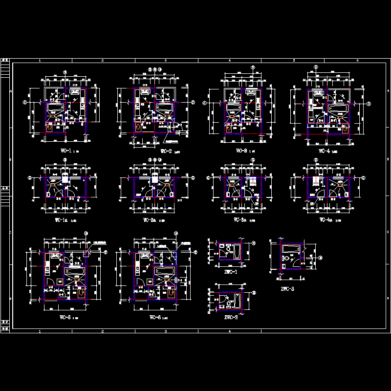 厨厕施工建筑大样详图纸dwg格式CAD