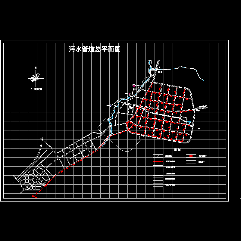 县城排水管网规划CAD施工图纸(dwg)