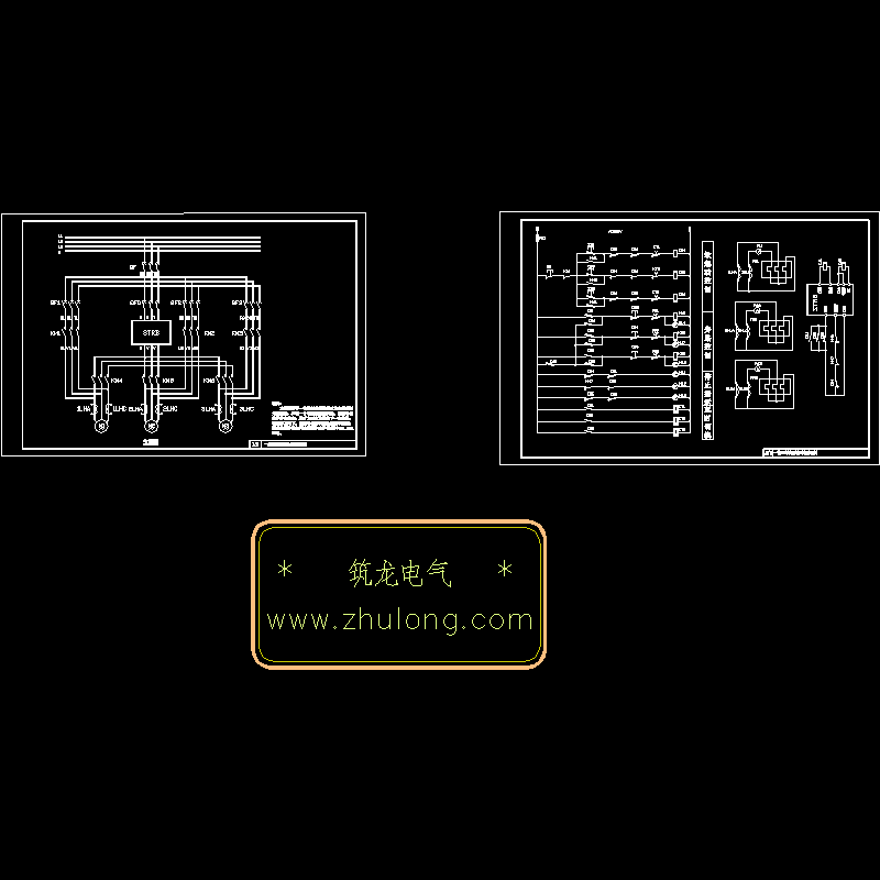 电动机一拖三软启动控制CAD图纸(dwg)