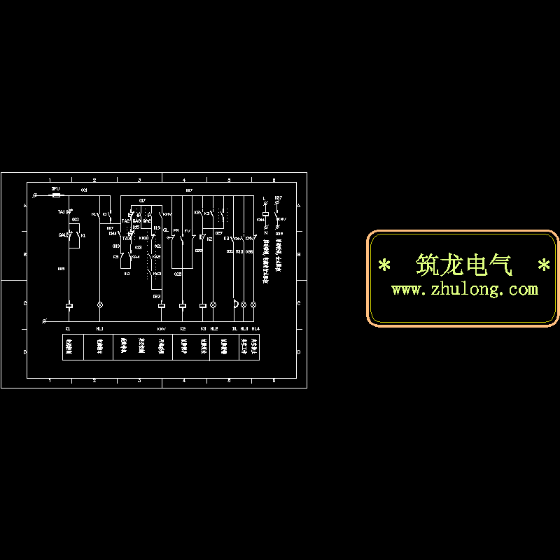 10KV绕线电机水阻启动控制原理CAD图纸(dwg)