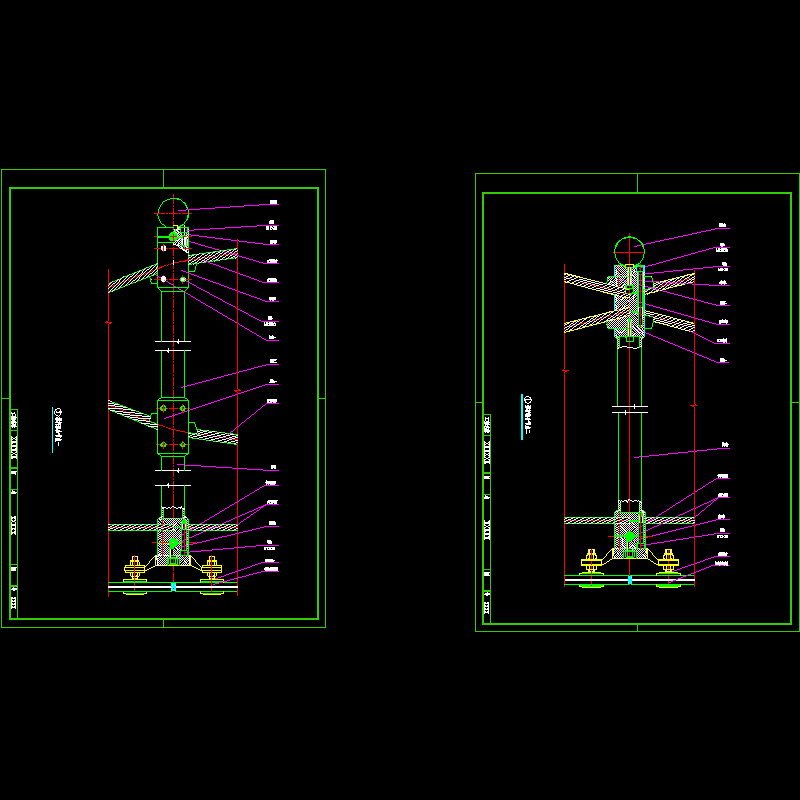 幕墙撑杆组合节点构造CAD详图纸(dwg)