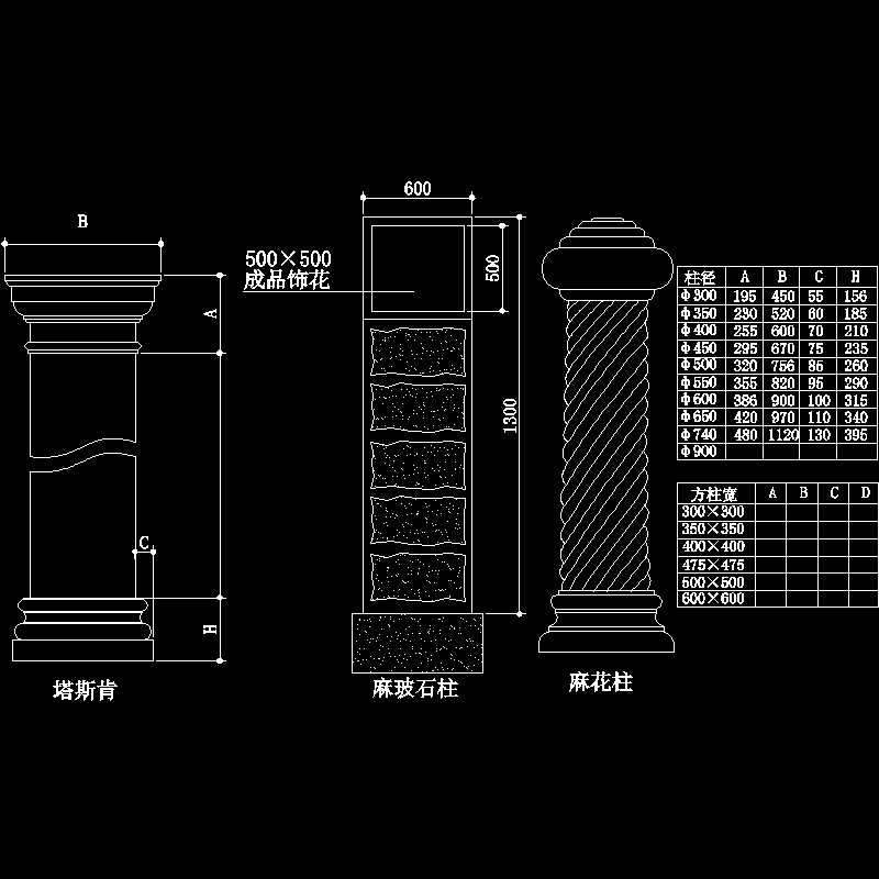 002-塔斯肯、麻玻石、麻花柱.dwg