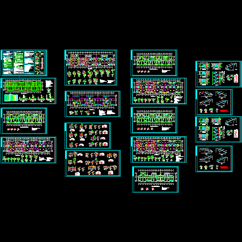 7层砌体住宅楼结构设计CAD施工图纸(dwg)(7度抗震)(丙级桩基础)