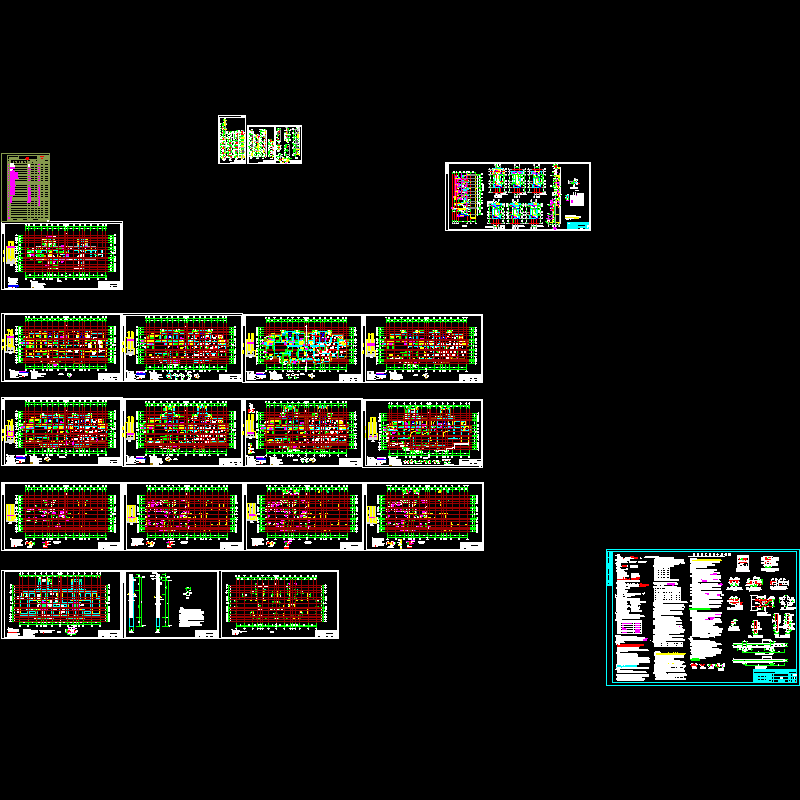 11层纯剪结构住宅结构CAD施工图纸(dwg)(7度抗震)(丙级桩基础)