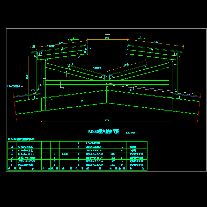 KJ5000型汽楼节点构造CAD详图纸(dwg)