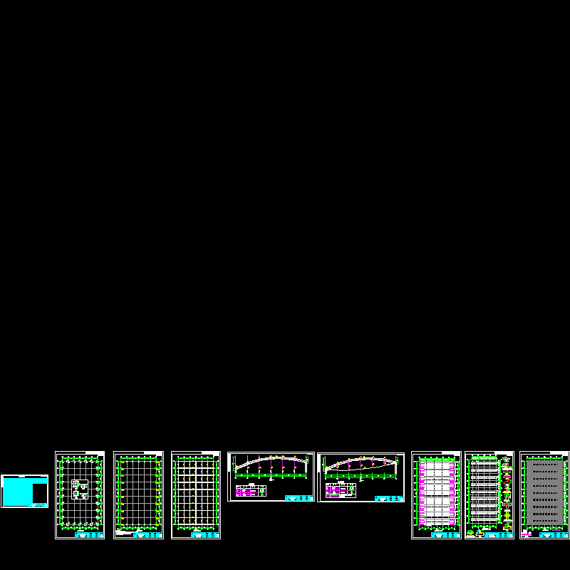 预应力张弦结构乐园屋面结构CAD施工图纸(dwg)(7度抗震)(二级结构安全)