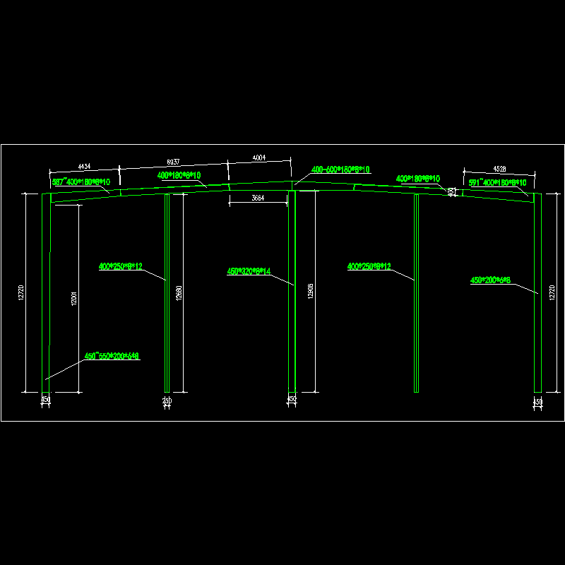 门式刚架放样CAD图纸(民用建筑设计)(dwg)