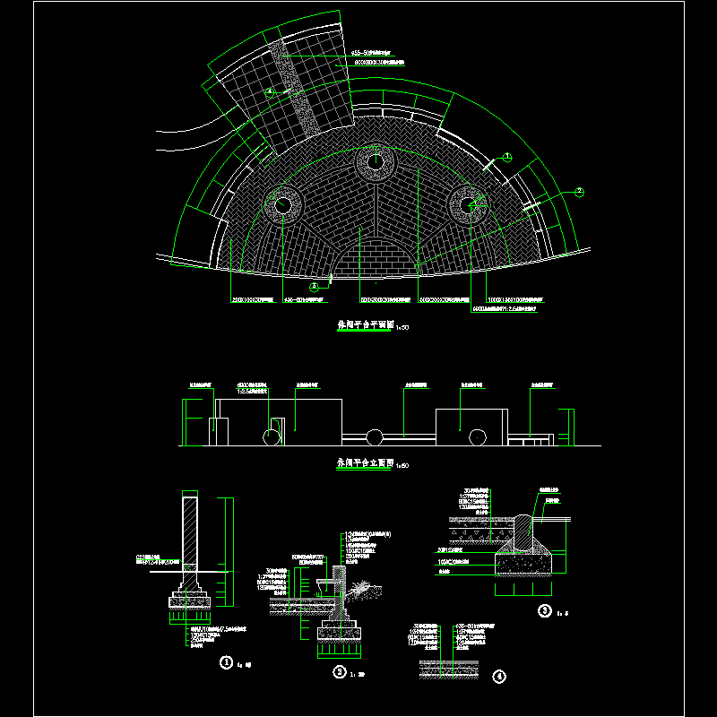 休闲平台施工CAD详图纸(dwg)