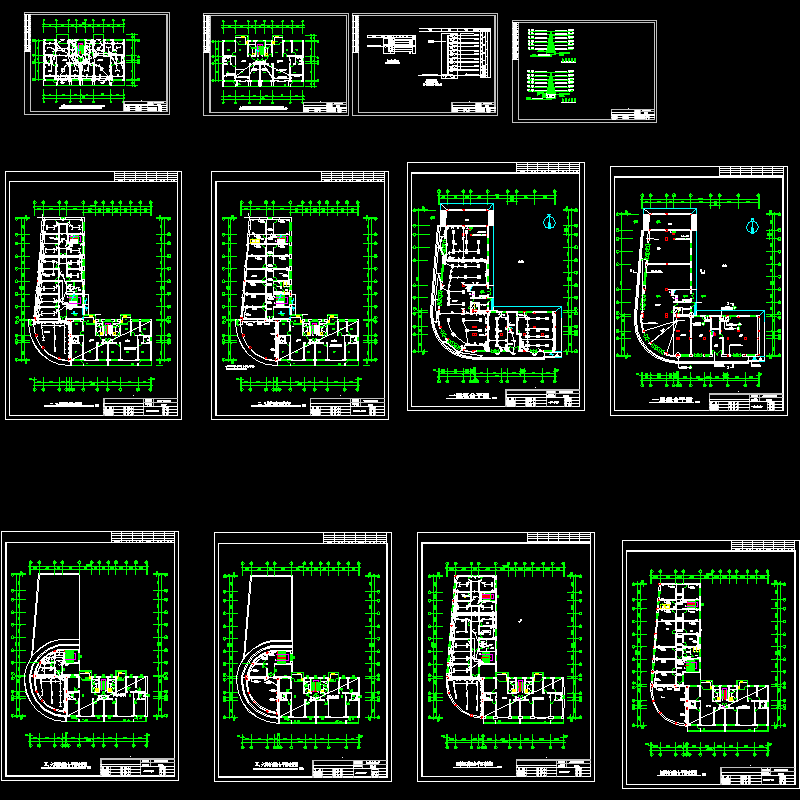 [CAD图]县信用社综合楼(连体别墅)(dwg)