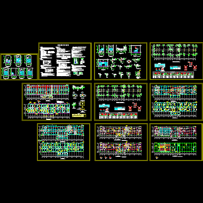 底部框架办公楼结构CAD施工图纸(dwg)(6度抗震)(丙级筏形基础)