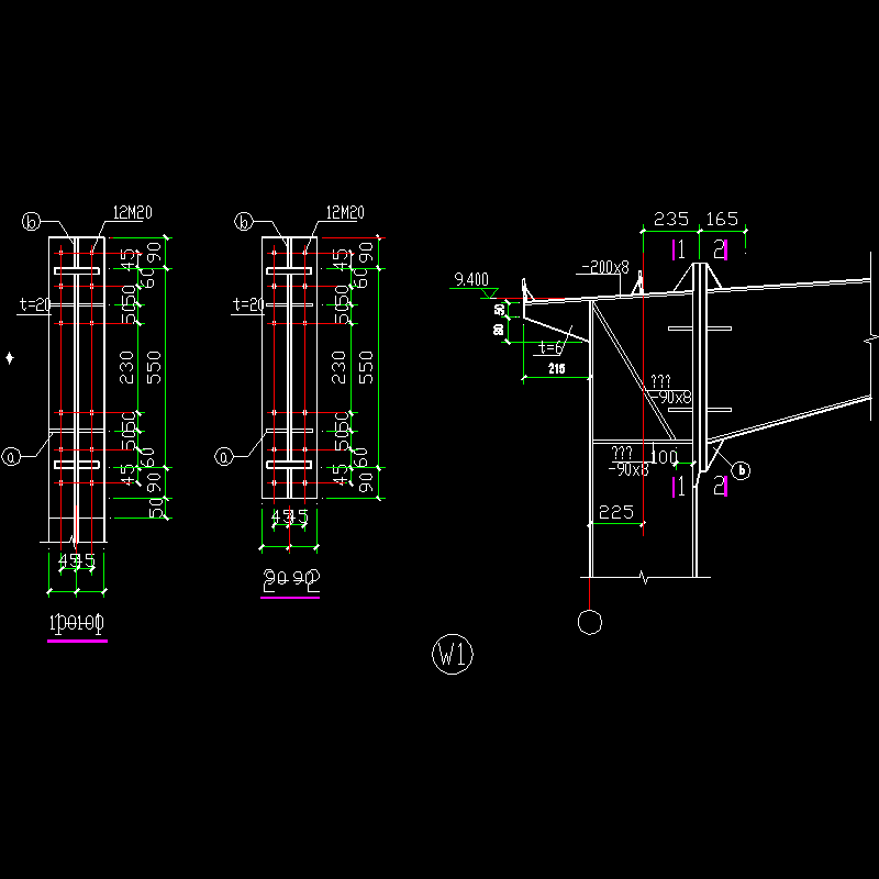 边梁柱节点构造CAD详图纸(5)(dwg)