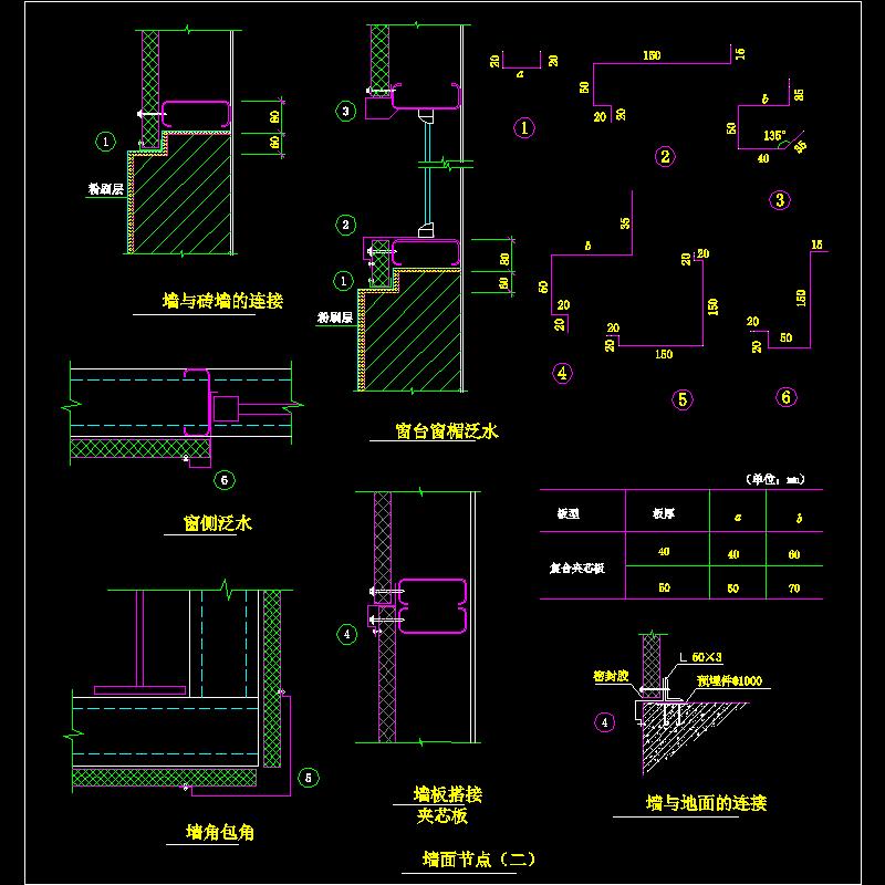 墙面节点构造CAD详图纸（二）(dwg)