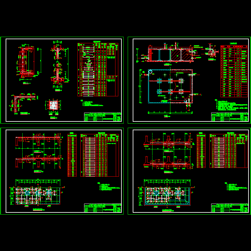 600立方矩形清水池结构设计CAD施工图纸(dwg)(独立基础)