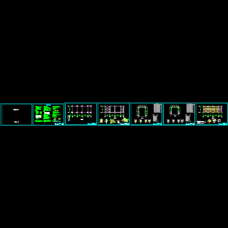 7.5米跨钢结构厂房CAD图纸(抗震烈度)(dwg)