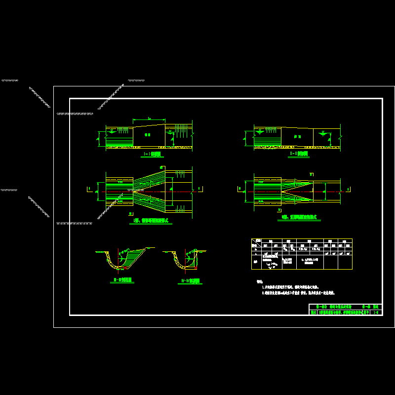 [CAD图]U形渠道断面与梯形、矩形断面连接形式(dwg)