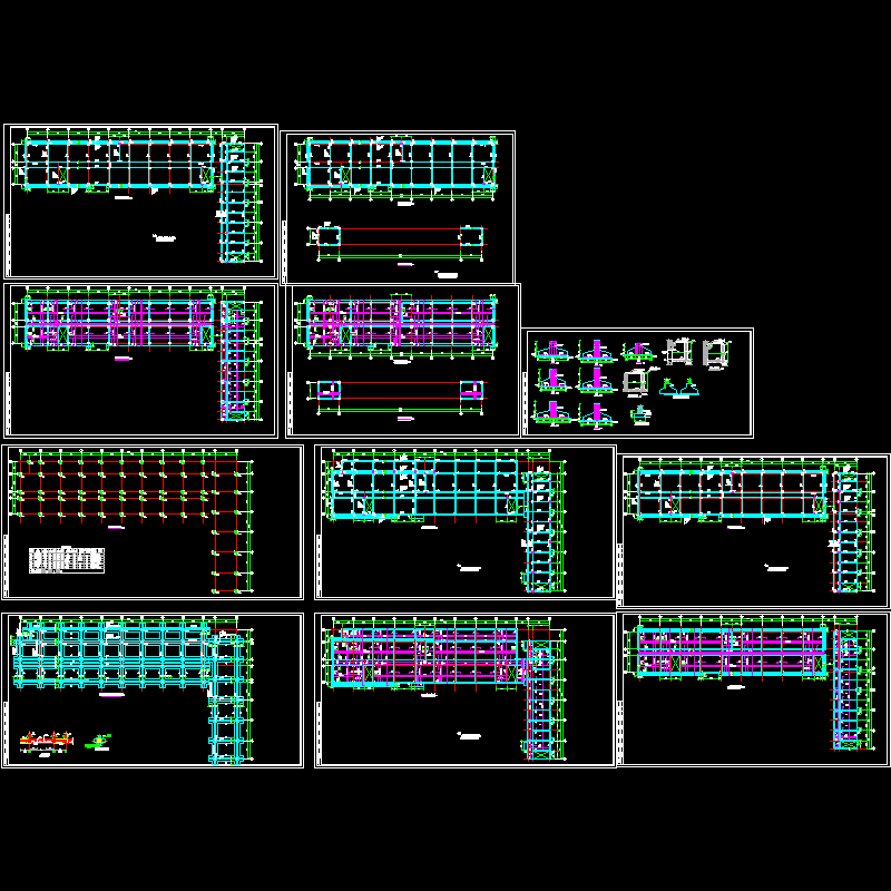 框架结构综合楼结构CAD施工图纸(dwg)