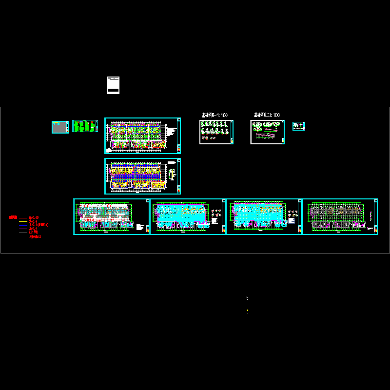 1层地下室结构CAD施工图纸(dwg)(乙级筏形基础)(二级结构安全)