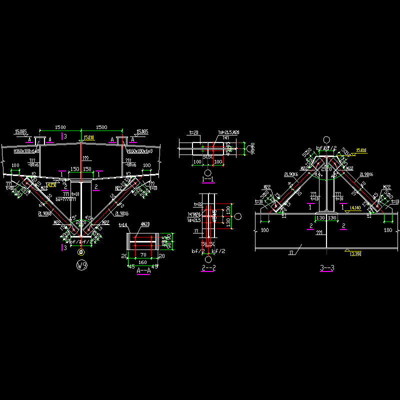 托梁节点构造CAD详图纸(2)(dwg)