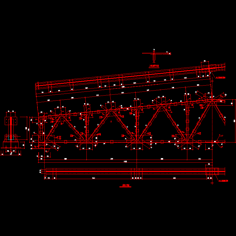 21米跨钢屋架节点CAD详图纸(dwg)