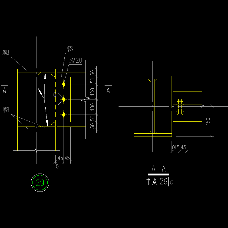 400l梁柱顶连接节点构造CAD详图纸（一）(dwg)