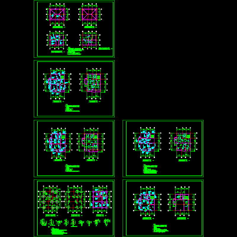 4层住宅全套CAD施工图纸(四层框架结构)(dwg)