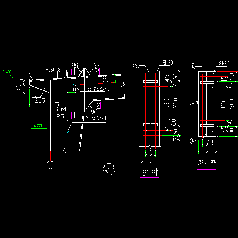 边梁柱节点构造CAD详图纸(6)(dwg)