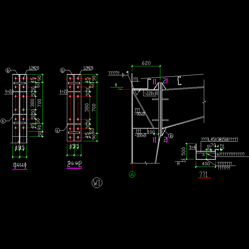 边梁柱节点构造CAD详图纸(2)(dwg)
