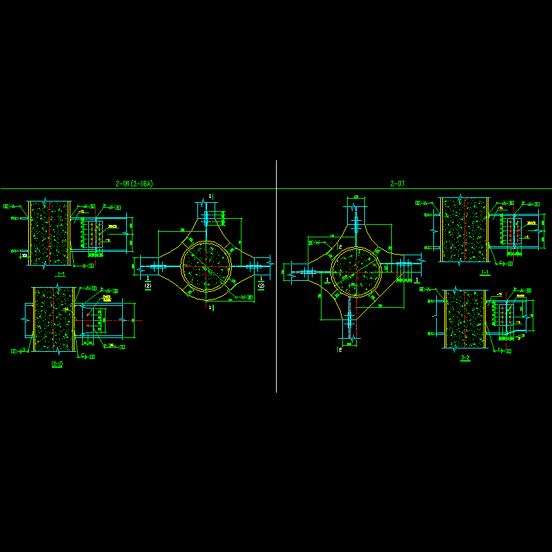 [CAD图]钢管柱工字钢梁节点做法(dwg)