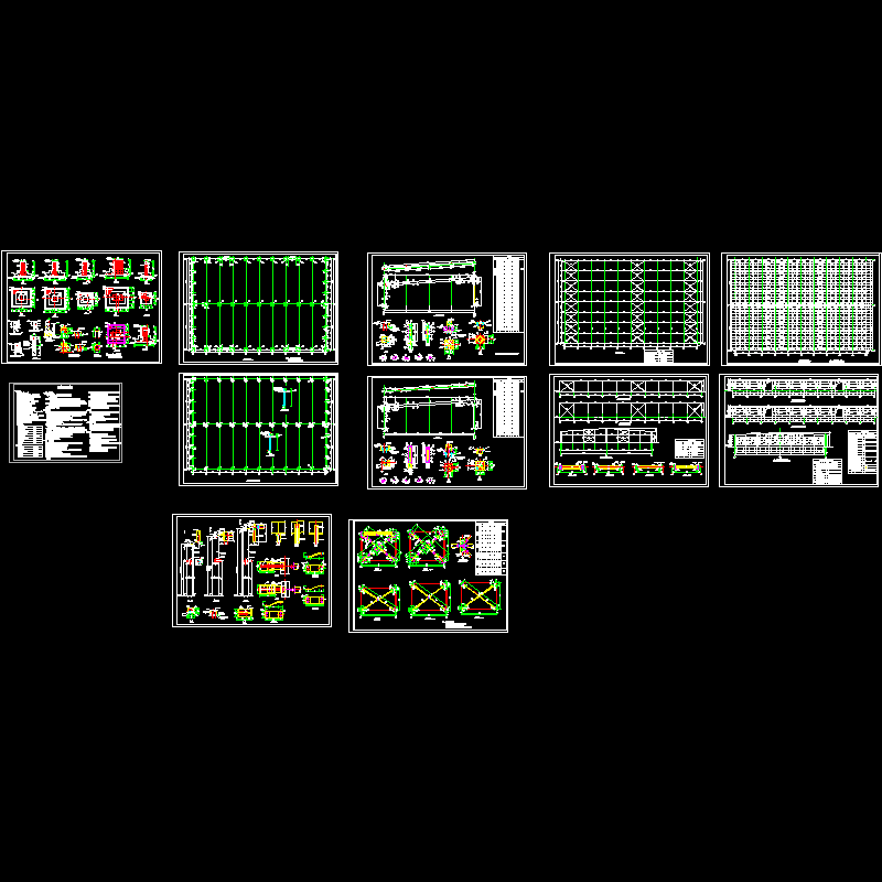 24m跨钢结构厂房结构CAD施工图纸(dwg)(7度抗震)(丙级独立基础)